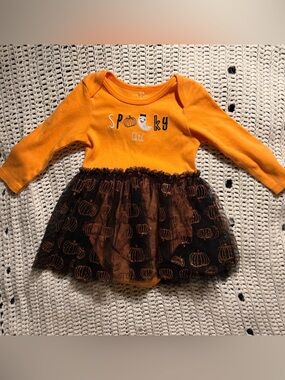 chick pea Orange Halloween Ghost & Pumpkin Baby Top